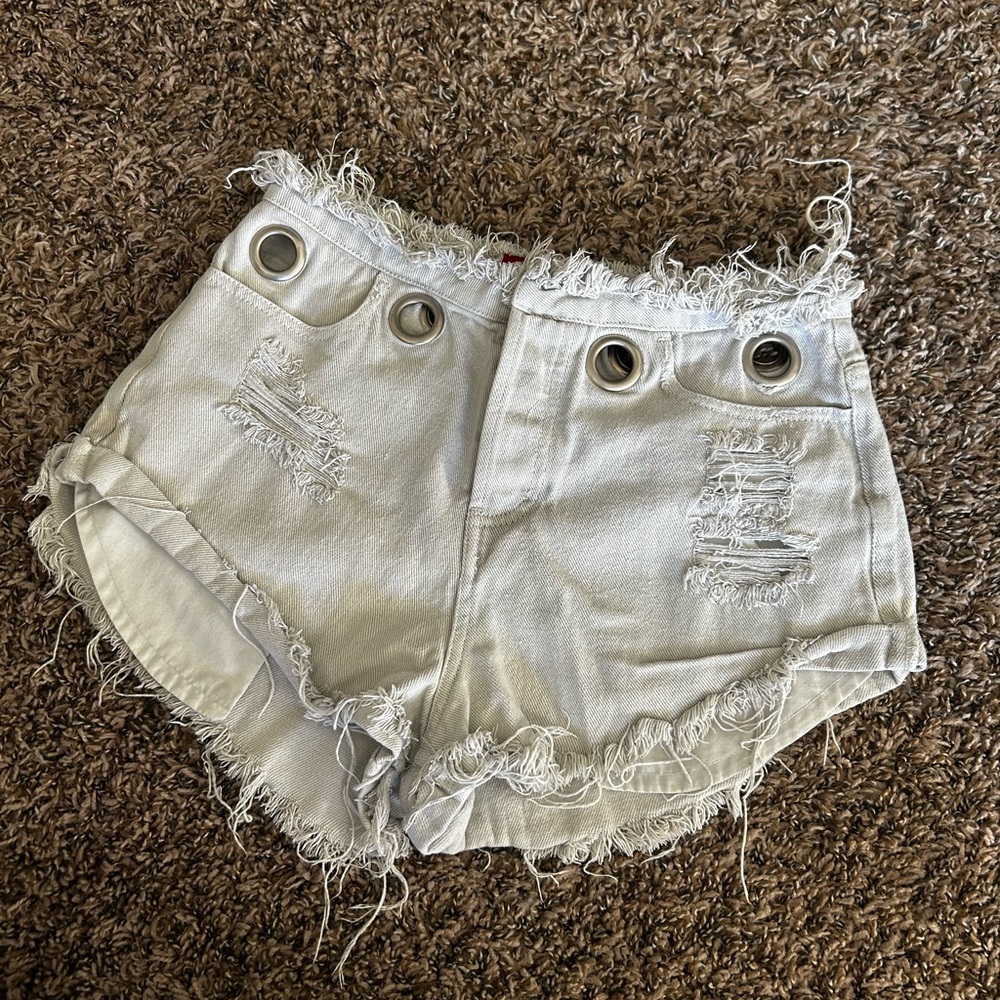 Signature8 Distressed Riveted Mini Shorts